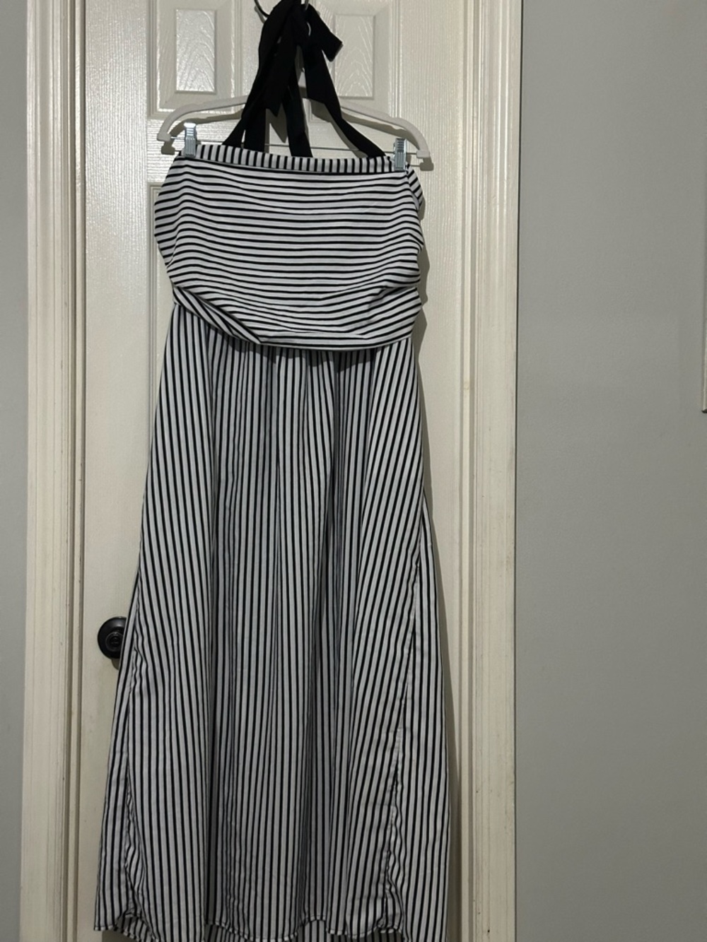 Black & White Striped Halter Midi Dress | Size 1X | Flowy Summer Dress